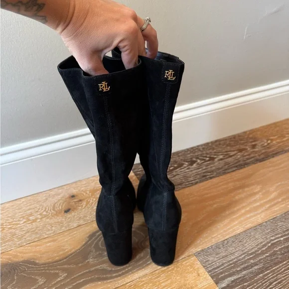 Ralph Lauren black suede Artizan Suede Tall Boot nwt - Picture 7 of 10